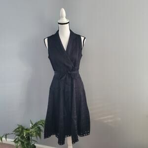 Tommy Hilfiger Black Faux Wrap Sleeveless Dress Size 4